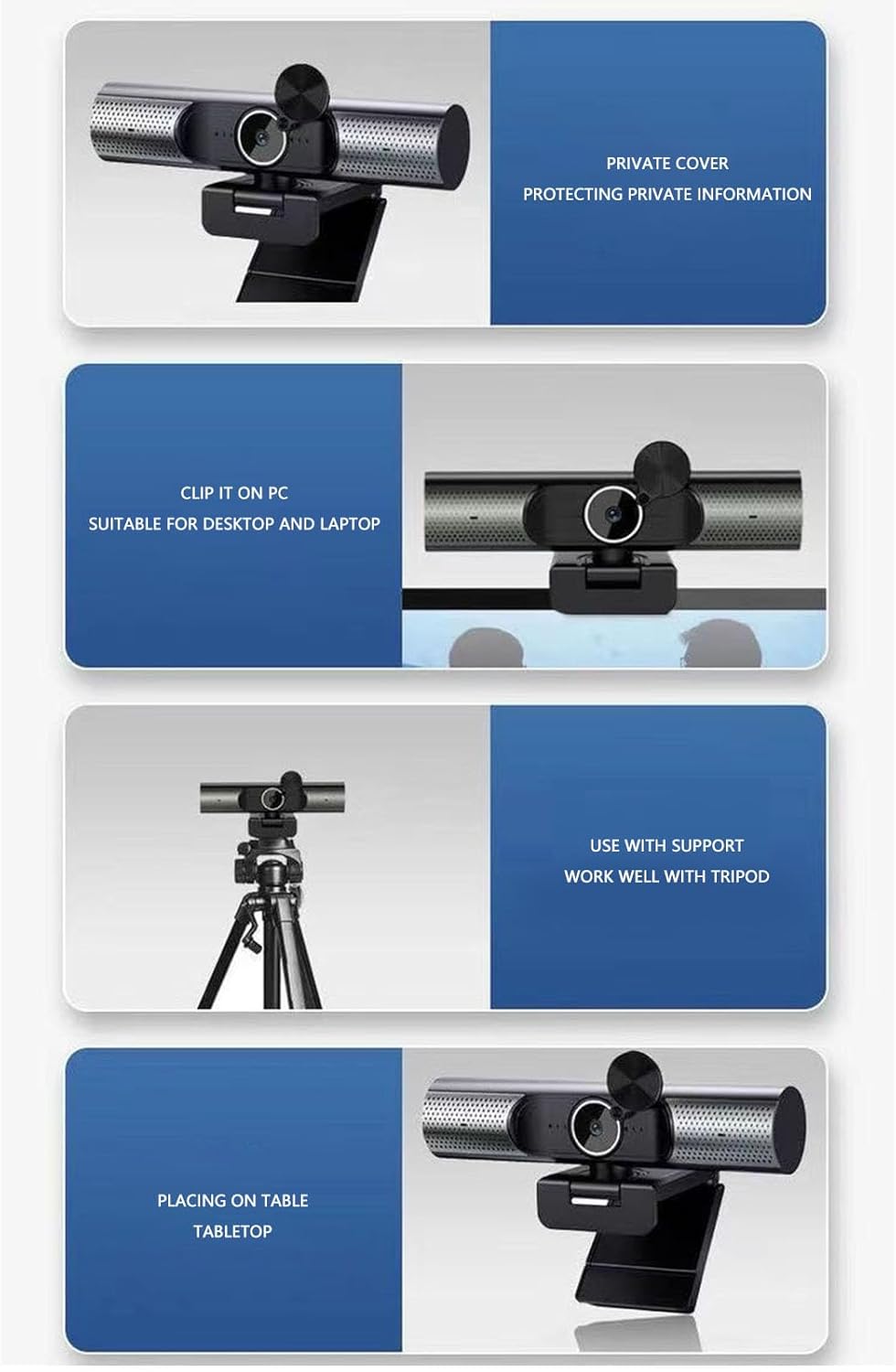 Acouto Webcam USB 2K con Altoparlante HiFi e Autofocus - immagine 5