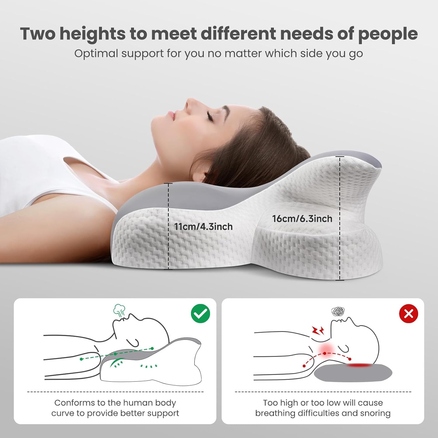 Jinxia Cuscino Memory Foam Ortopedico, Grigio Scuro - immagine 4