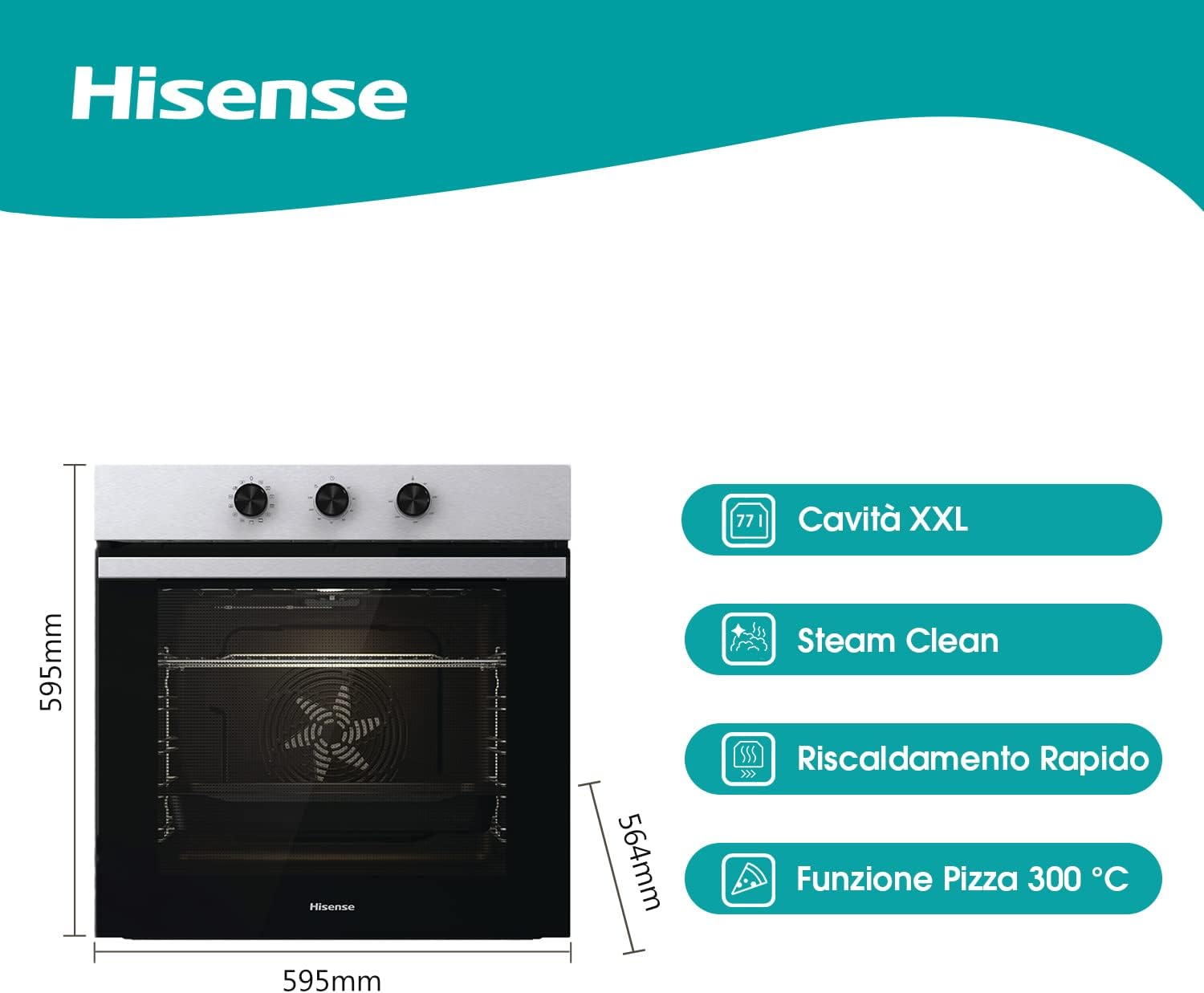 Hisense BI61111AX - Forno Multifunzione Termoventilato 77L - immagine 2