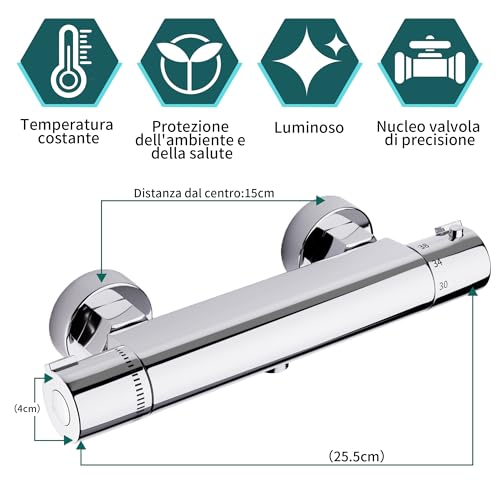 Morado Miscelatore Doccia Termostatico in Ottone Cromato - immagine 2
