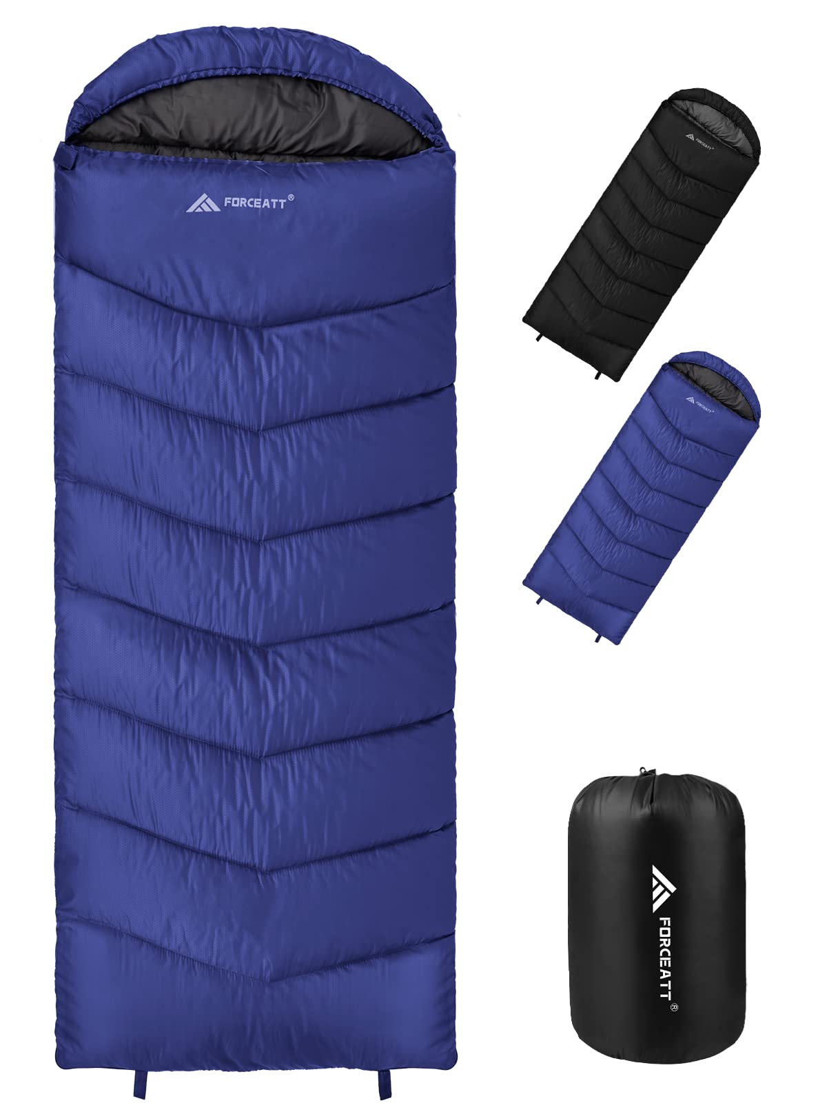 Forceatt Sacco a Pelo -7~20°C 4 Stagioni(210x80CM) Sacco a Pelo Invernale per Adulti, Sacco a Pelo 0 Gradi Impermeabile e Antistrappo,Ldeale per Campeggio ed Escursioni.