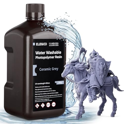 ELEGOO Resina Lavabile in Acqua per Stampanti 3D LCD 2000g, Grigio