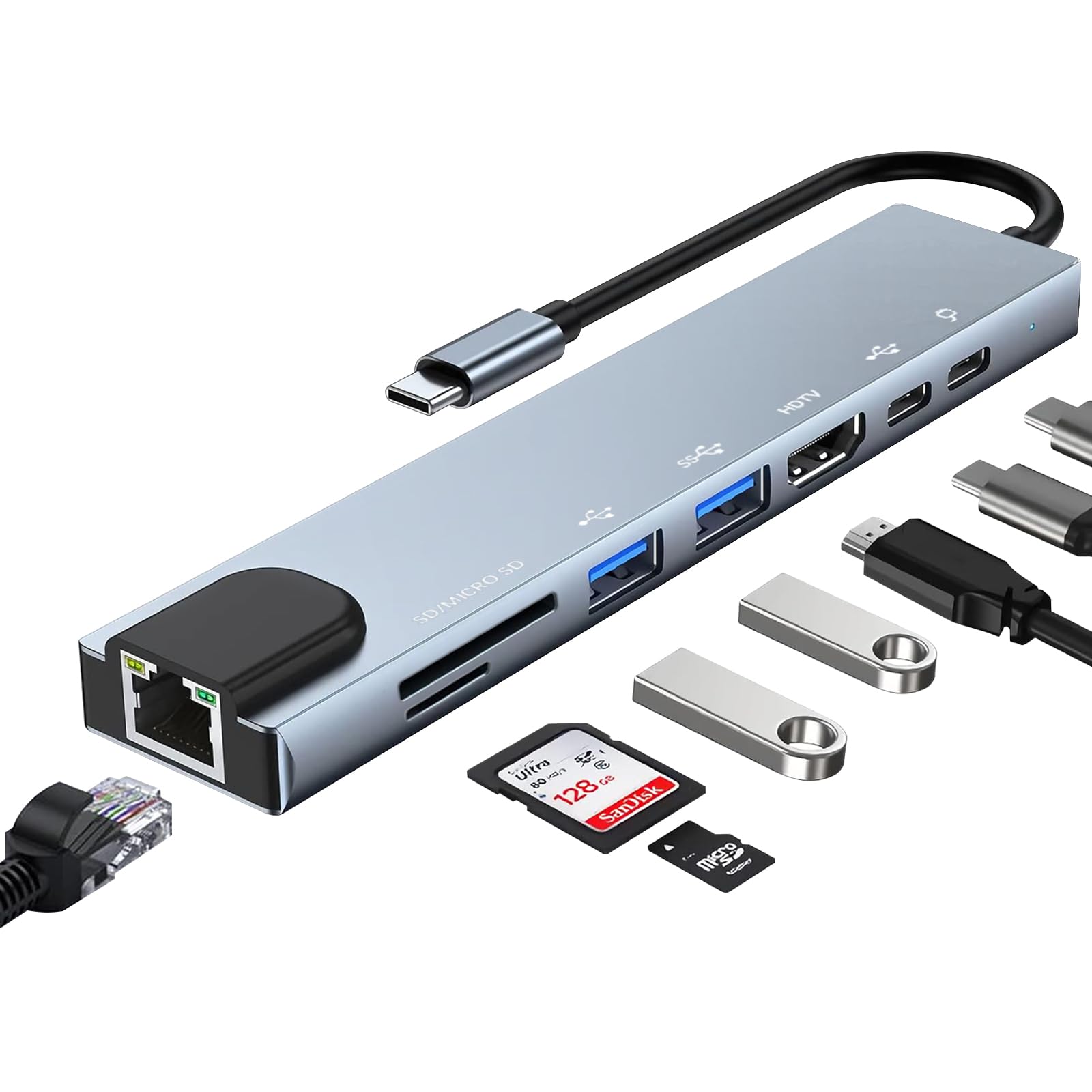 Hub USB C 8 in 1 con HDMI 4K e PD 100W