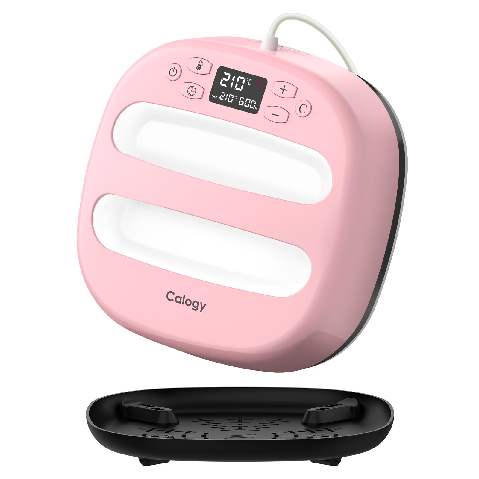 Calogy Pressa a Caldo per Magliette 25,4x25,4cm, Rosa Bianco