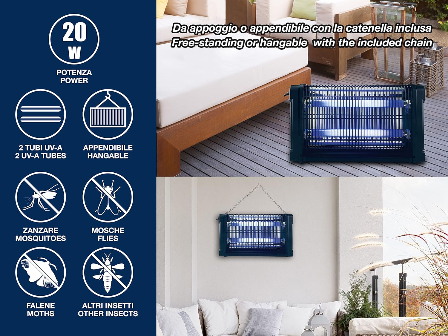 Beper P206ZAN020 Zanzariera Elettrica da Esterno e da Interno, 20W - immagine 2