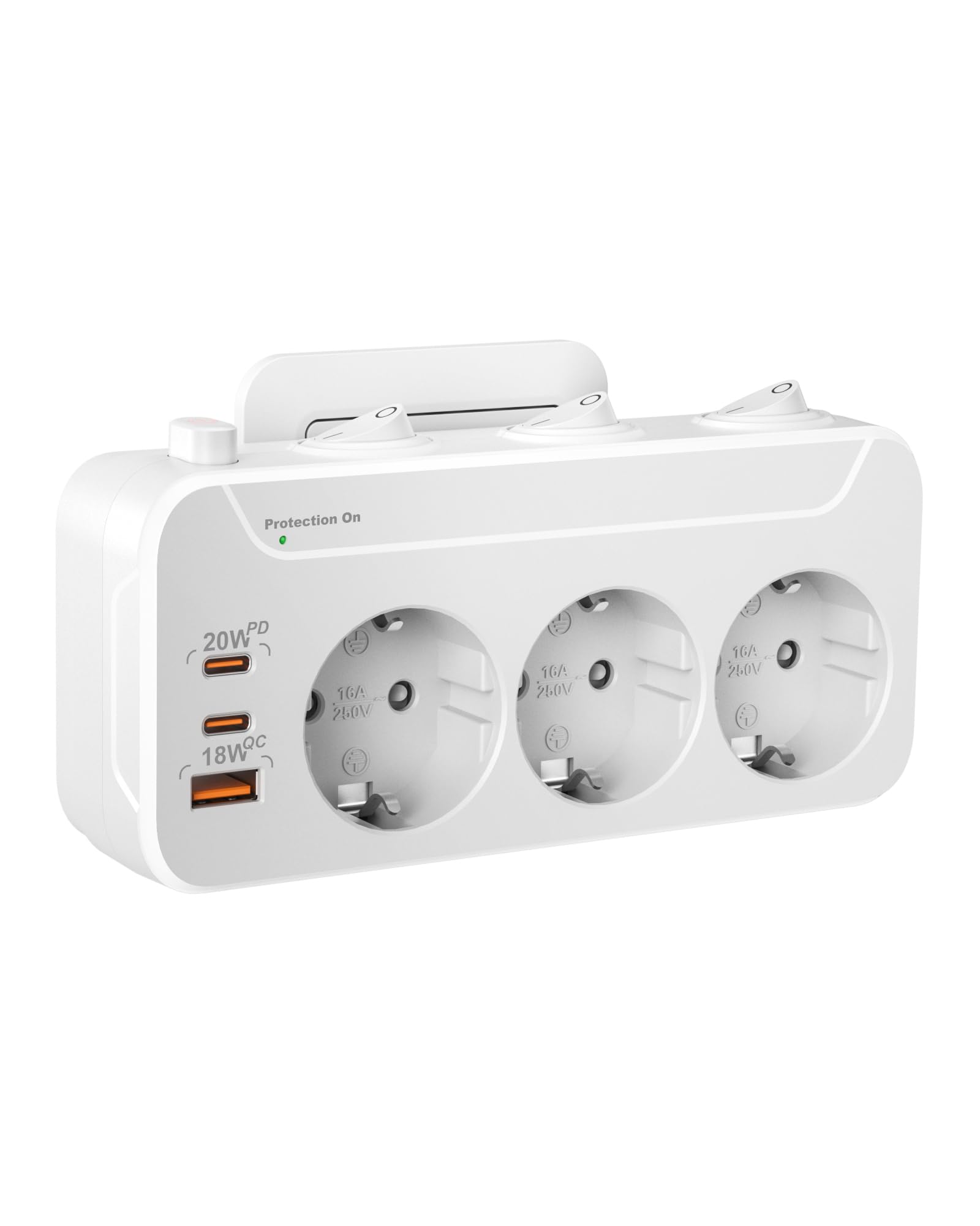 Presa Multipla Salvaspazio PD20W con USB-C, Bianco