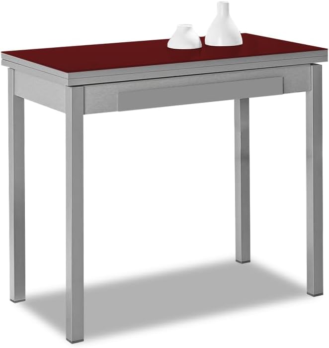 ASTIMESA Tipo Libro Tavolo da Cucina, Metallo Vetro, Bordeaux, 80x40cm