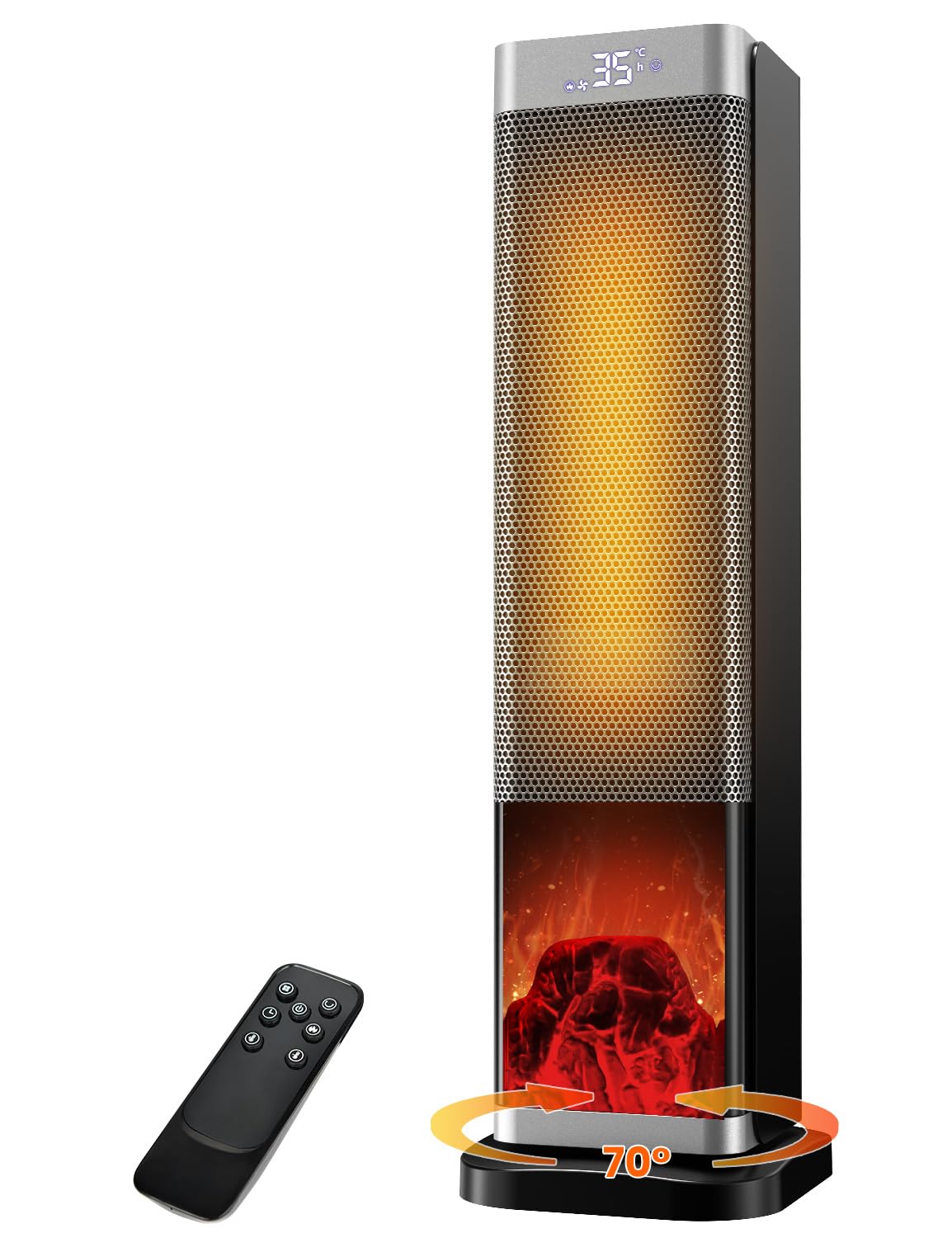 Stufetta Elettrica PTC 2000W con Oscillazione 70°, Nero