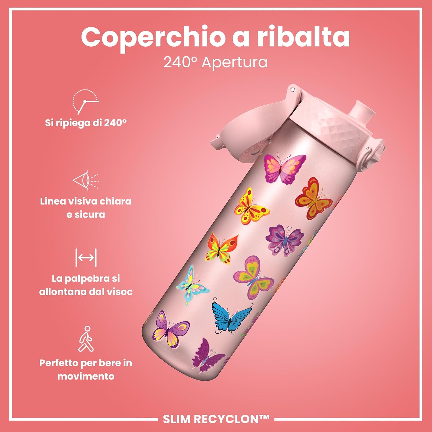Ion8 Borraccia a Prova di Perdite 500ml, Farfalle - immagine 4