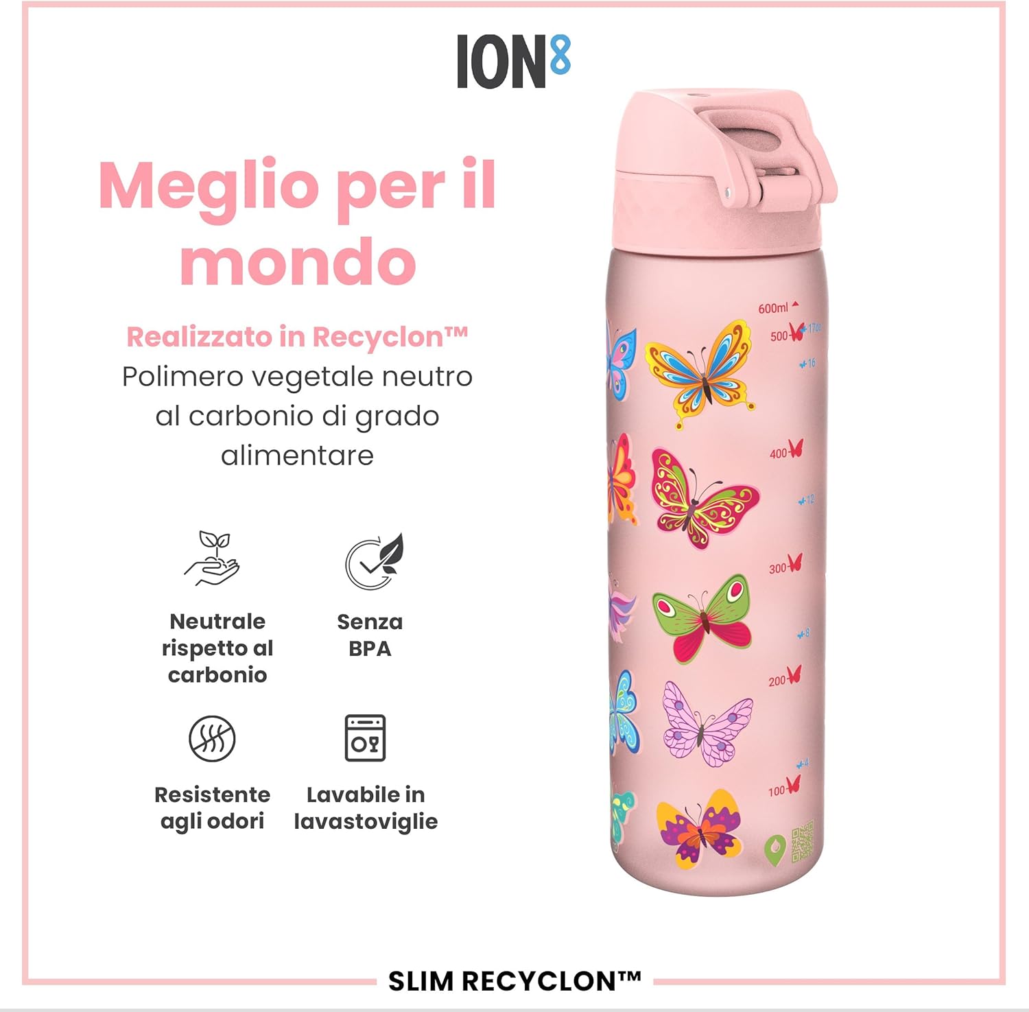 Ion8 Borraccia a Prova di Perdite 500ml, Farfalle - immagine 5