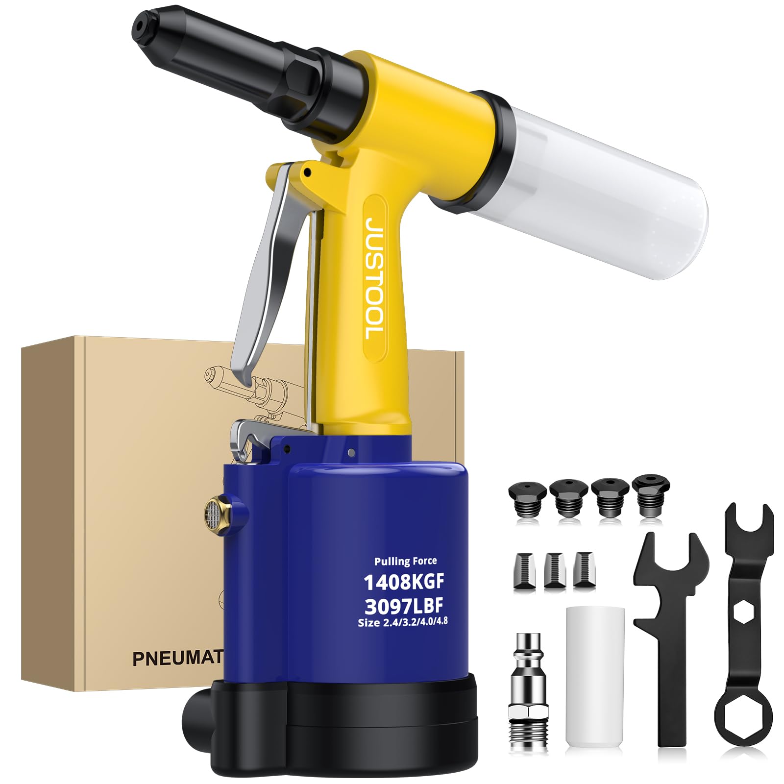 JUSTOOL Rivettatrice Pneumatica 1408KG per Rivetti 2.4-4.8mm
