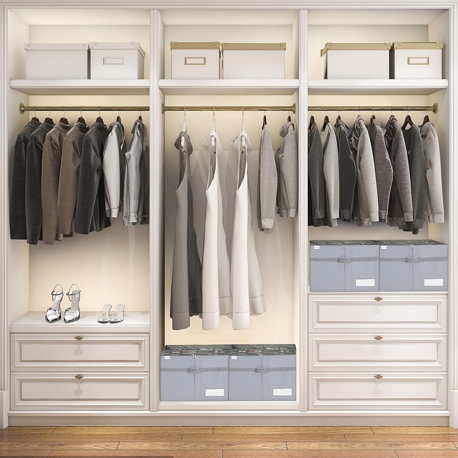 Organizer Scarpe per Armadio 16 Paia, Grigio - immagine 2