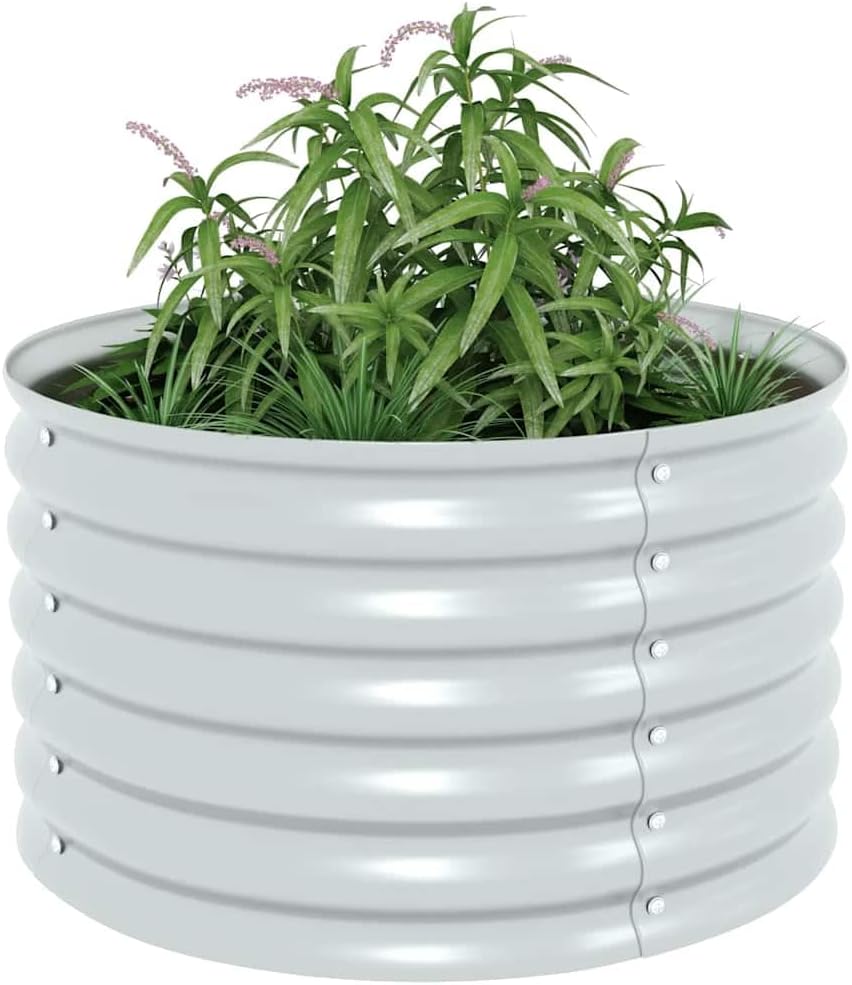 vidaXL Letto Rialzato da Giardino 80x80x44cm Acciaio Zincato Argento Fioriera - immagine 4