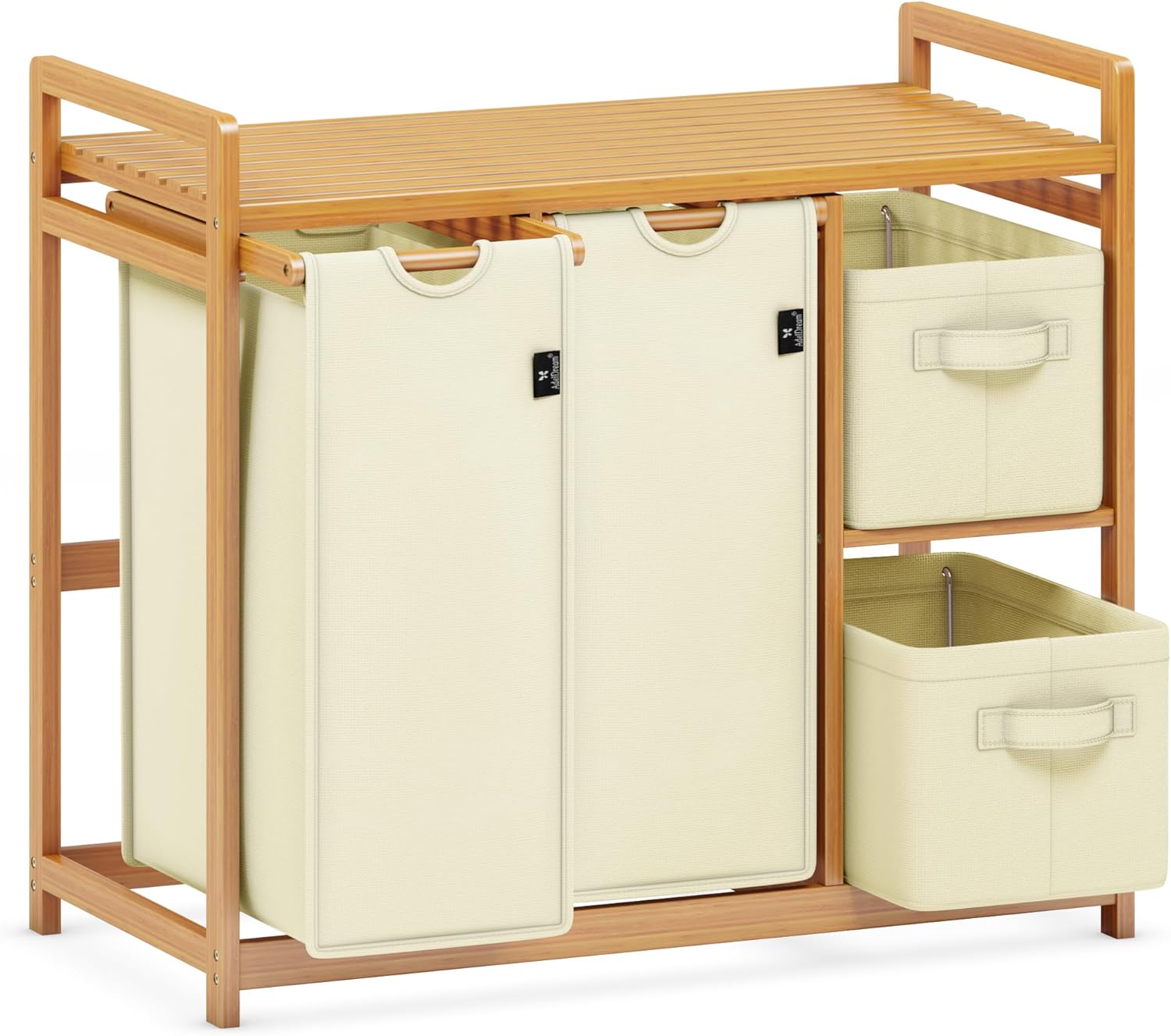 AdelDream Cesto Portabiancheria 4 Scomparti 140L, Beige - immagine 1