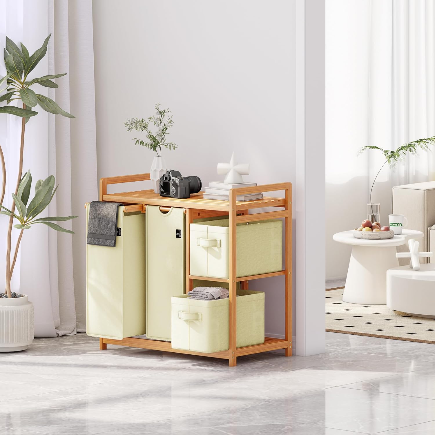 AdelDream Cesto Portabiancheria 4 Scomparti 140L, Beige - immagine 5