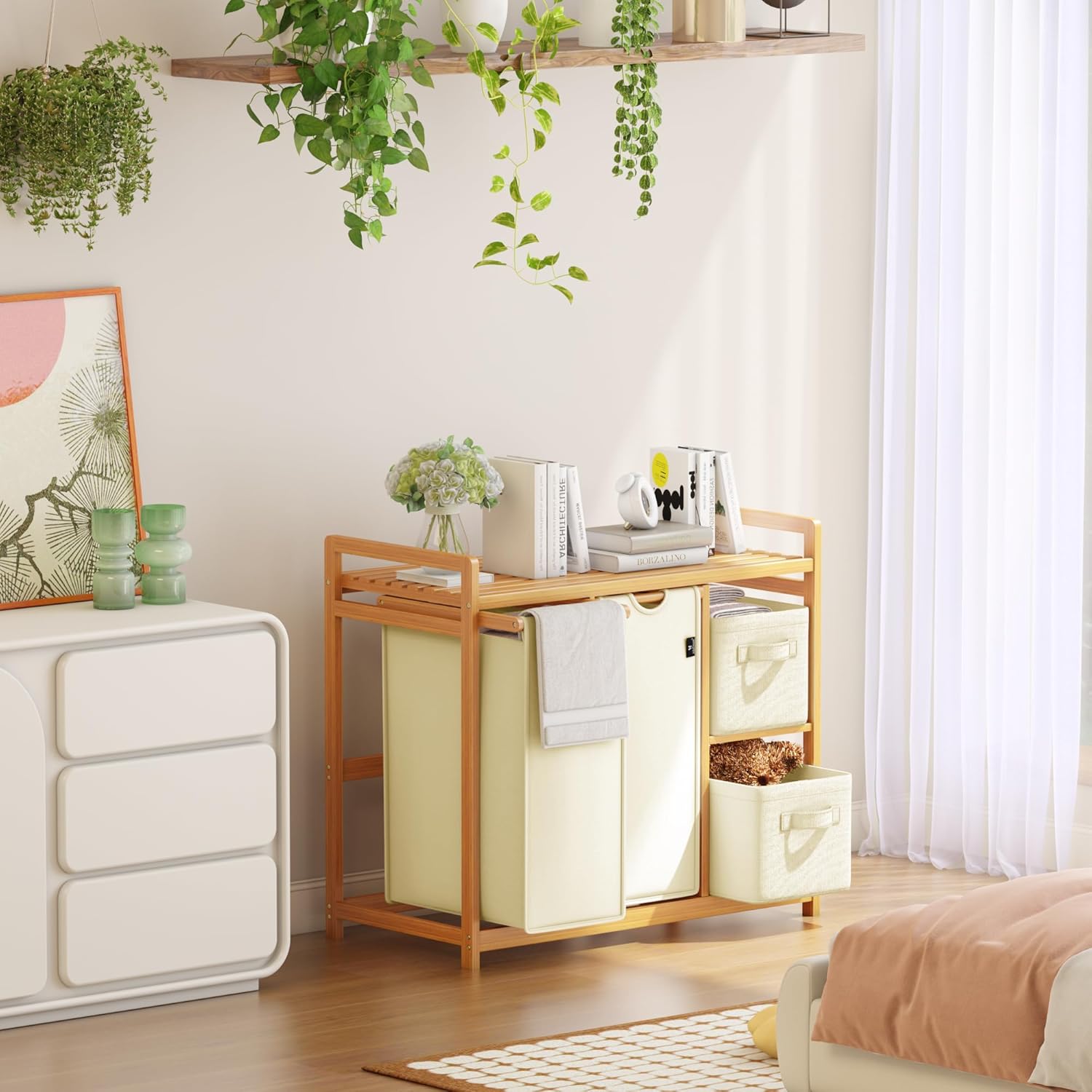 AdelDream Cesto Portabiancheria 4 Scomparti 140L, Beige - immagine 6