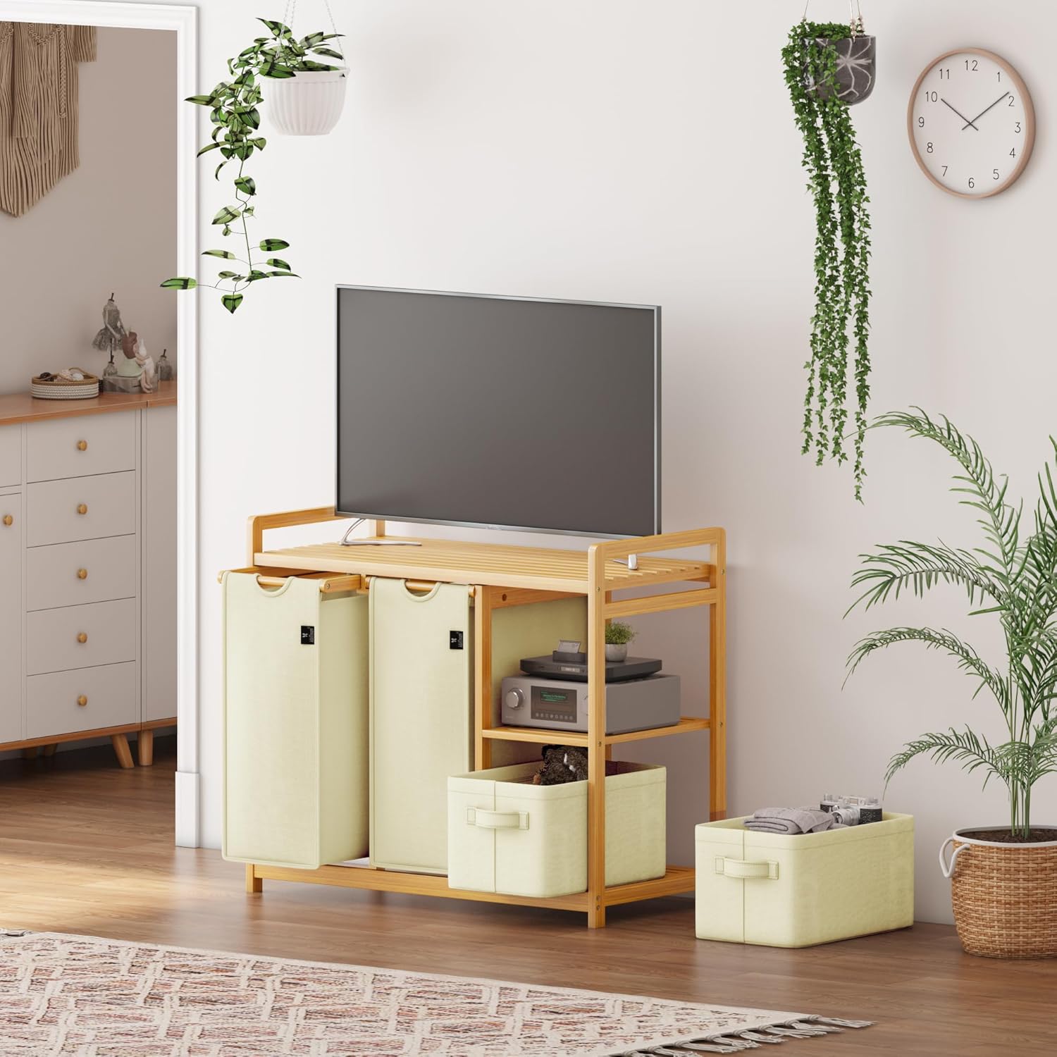 AdelDream Cesto Portabiancheria 4 Scomparti 140L, Beige - immagine 7