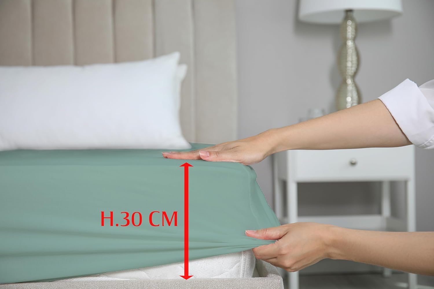 Zer0bed Lenzuolo Sotto Matrimoniale 100% Cotone, Cloud - immagine 3