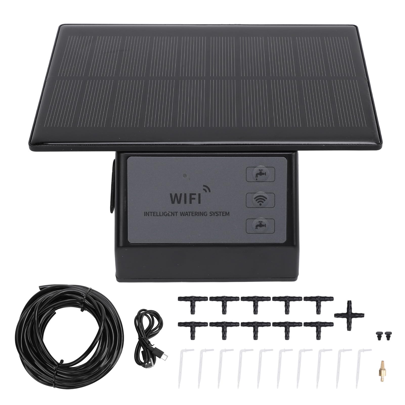 Qcwwy Kit Irrigazione a Goccia Automatica WiFi Solare