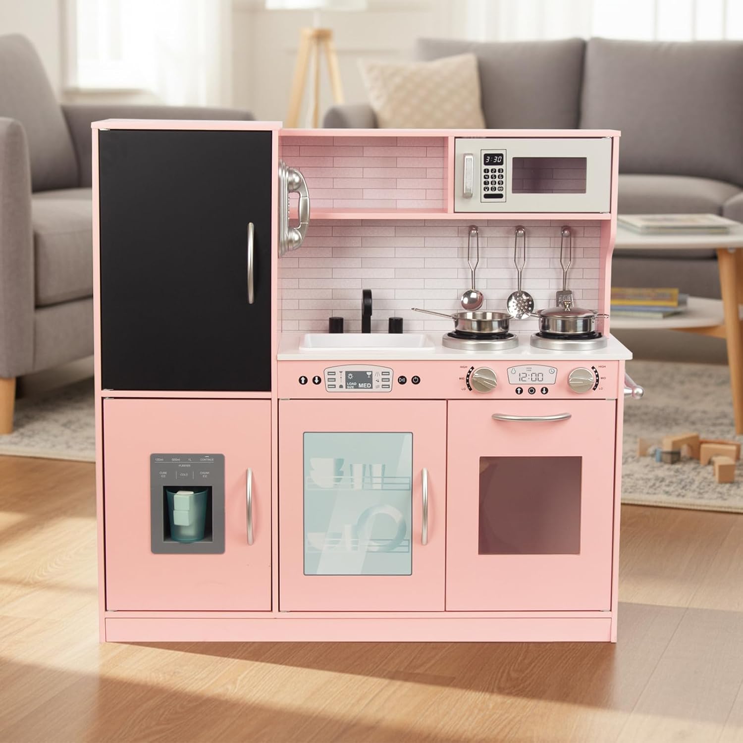 Cucina Giocattolo in Legno per Bambini, Rosa Chiaro - immagine 5