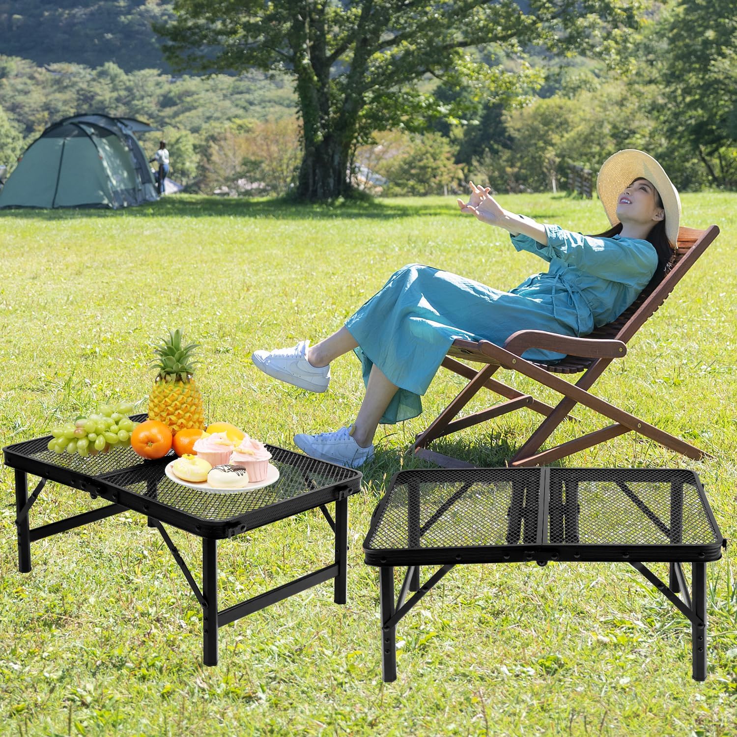 Qwork® Tavolo da Campeggio Pieghevole 60x40 cm - immagine 2