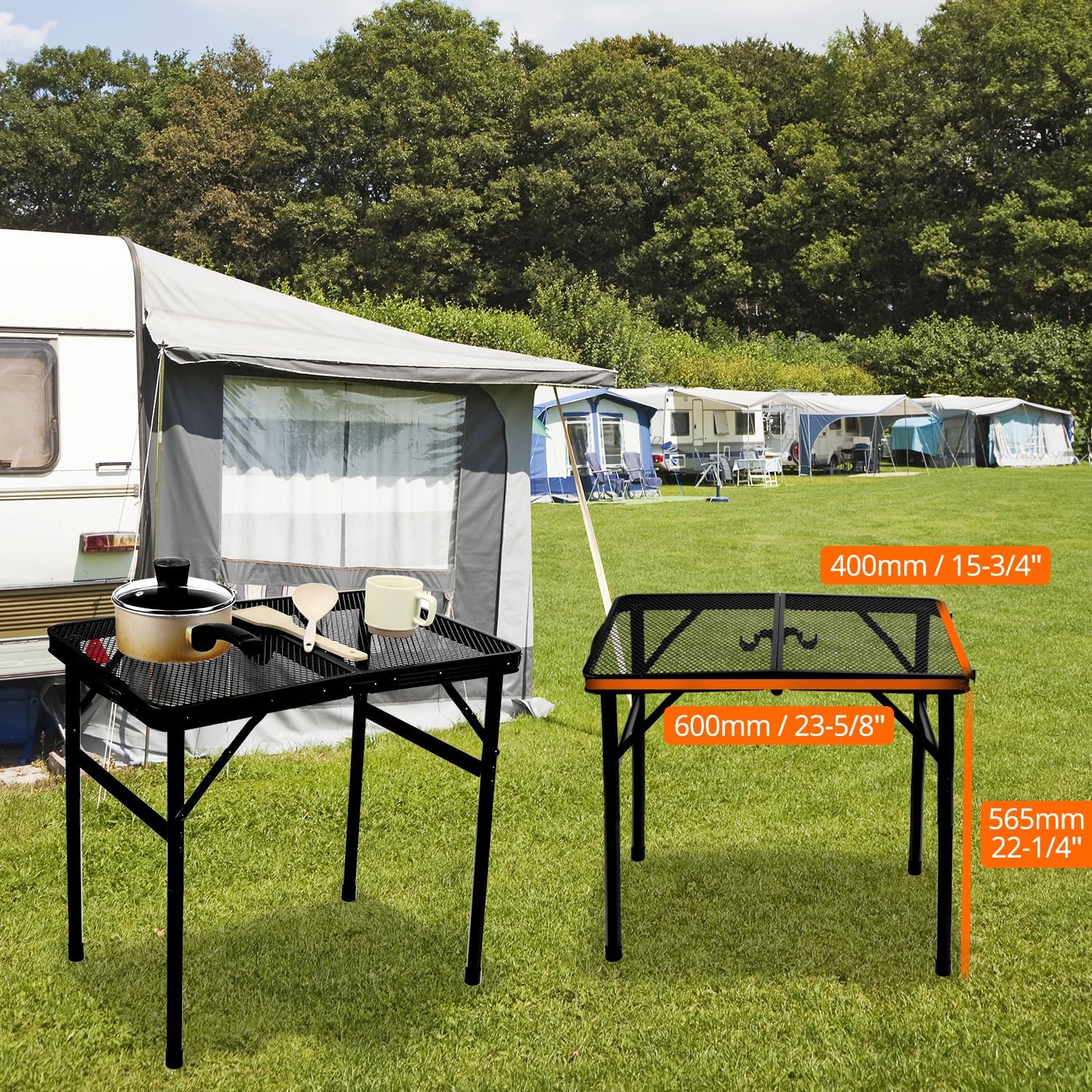 Qwork® Tavolo da Campeggio Pieghevole 60x40 cm - immagine 3