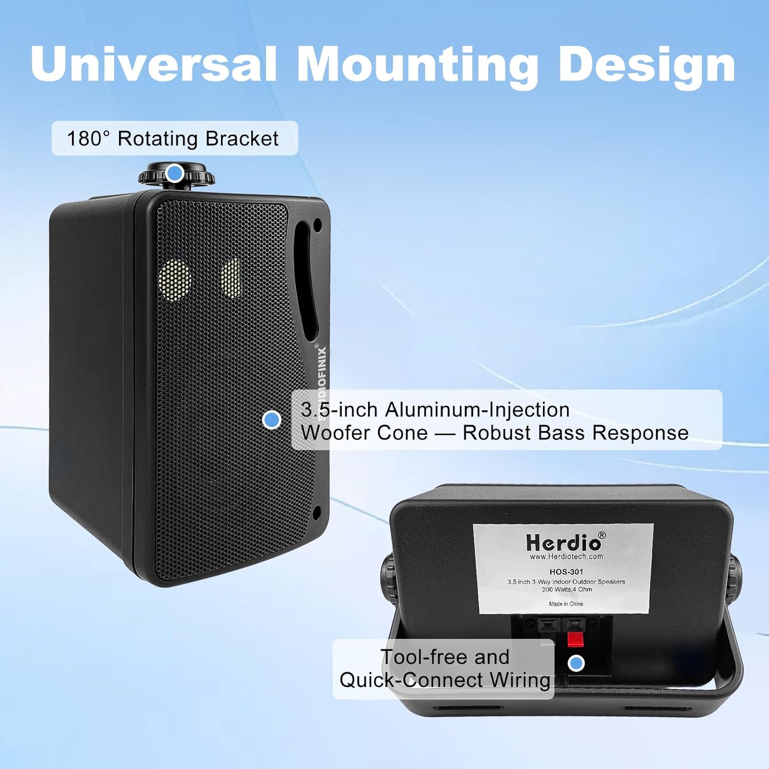 Herdio Altoparlanti Passivi da Esterno 8,9cm Impermeabili - immagine 5