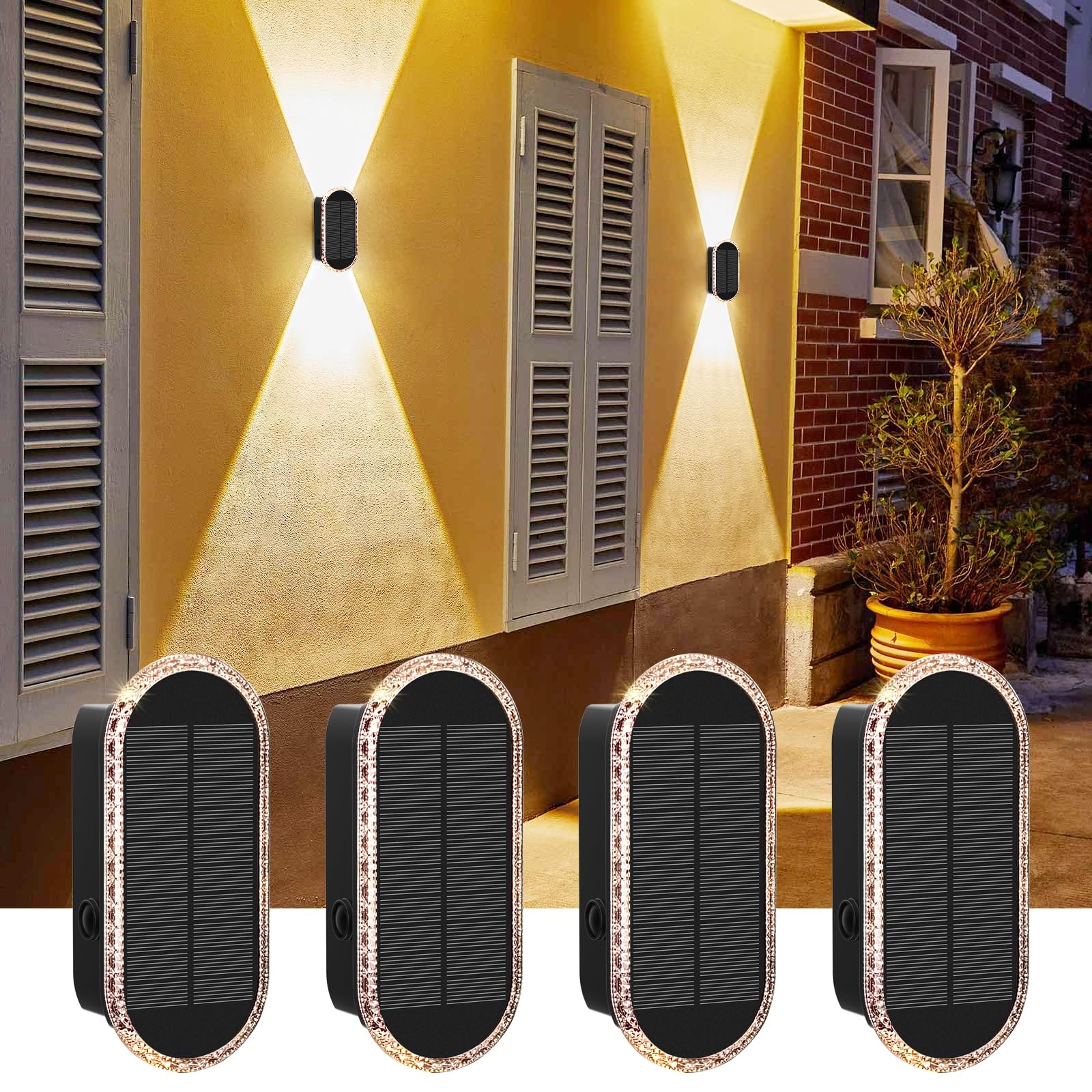 Agotd Luci Solari da Parete Esterno Sopra e Sotto, 4 Pezzi