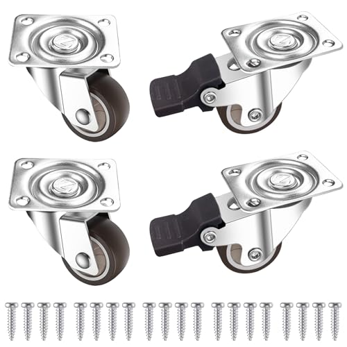 Gentpovth Set 4 Rotelle per Mobili 1 pollice con Freni