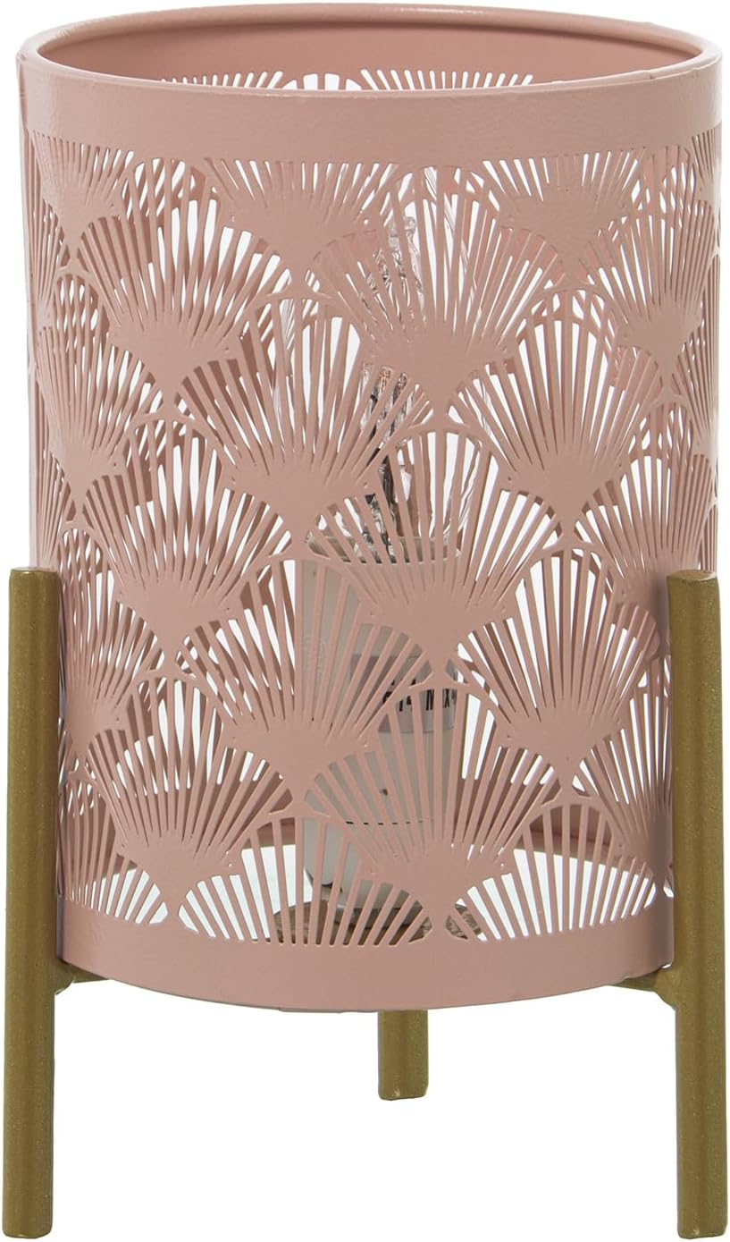 LÁMPARA SOBREMESA METAL ROSA C/PIE DORADO - immagine 1