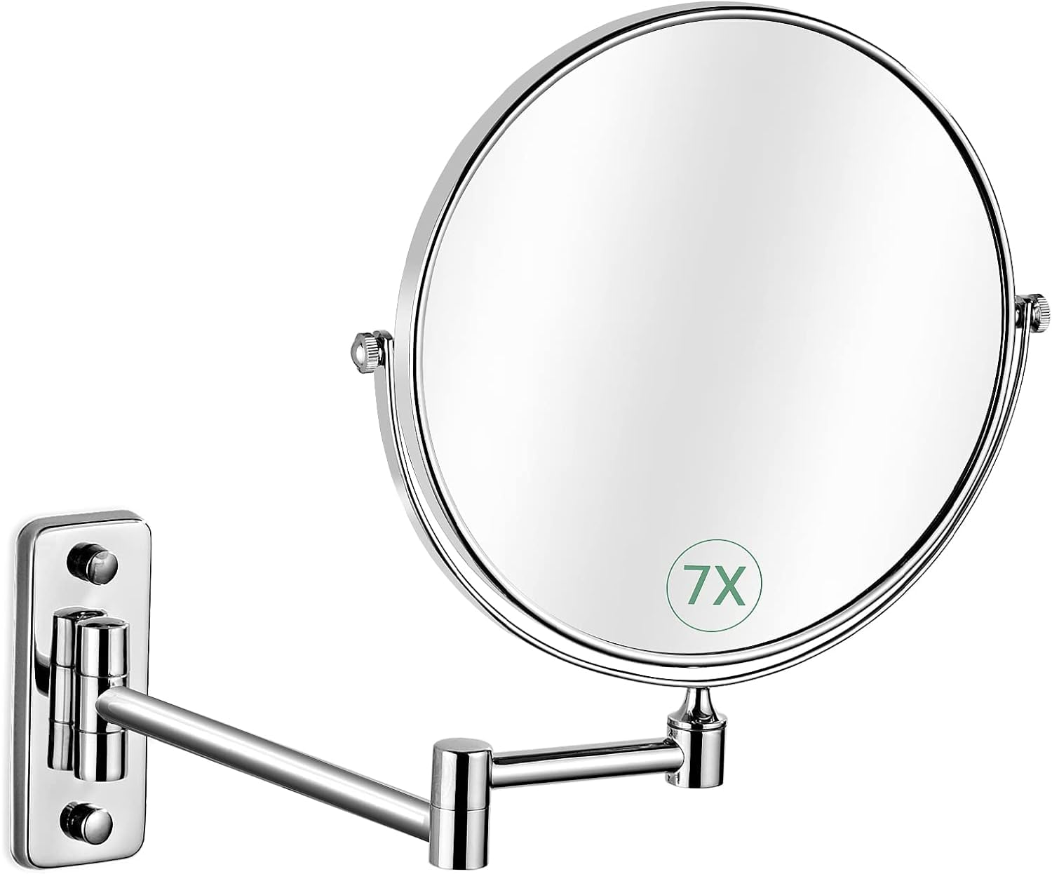 Specchio cosmetico con ingrandimento 1x/7x, diametro 20 cm, specchio da barba double face per bagno, studio, spa hotel girevole a 360°