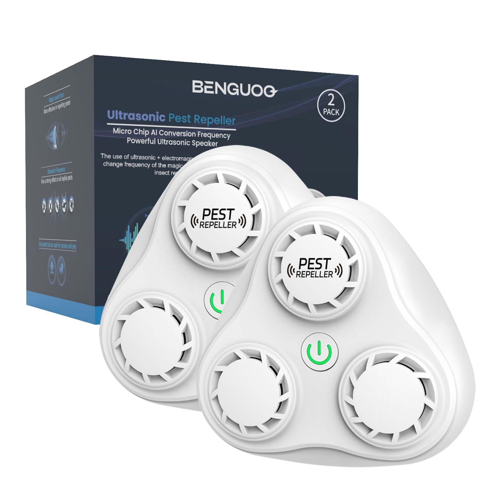 Benguoo Ultrasuoni per Topi - 2 Pezzi Repellente