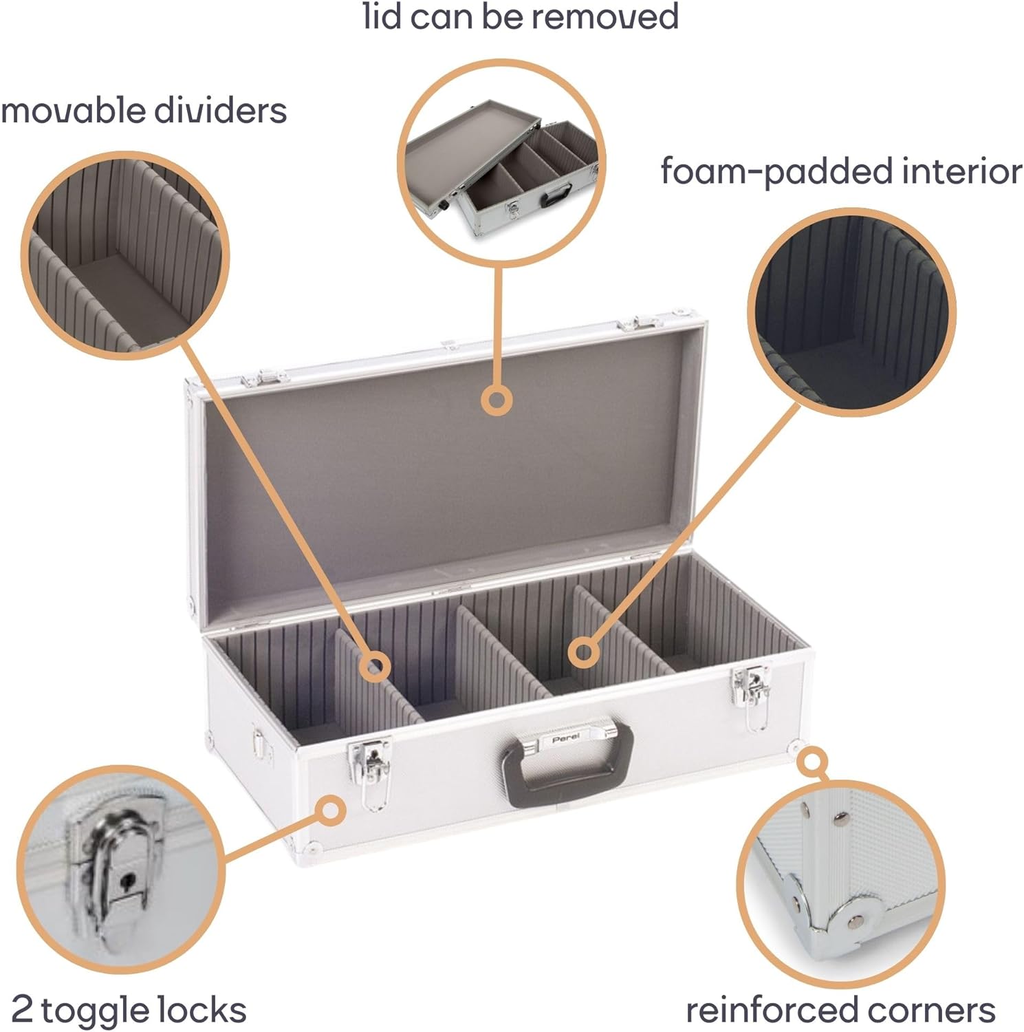 Perel Custodia CD per 80 CD, Alluminio - immagine 5