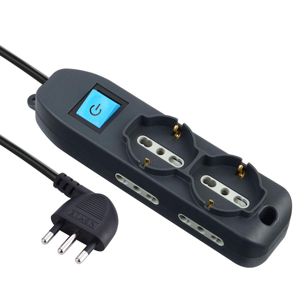 Electraline 62050 - Multipresa 6 Posti con Cavo 3M, Nero