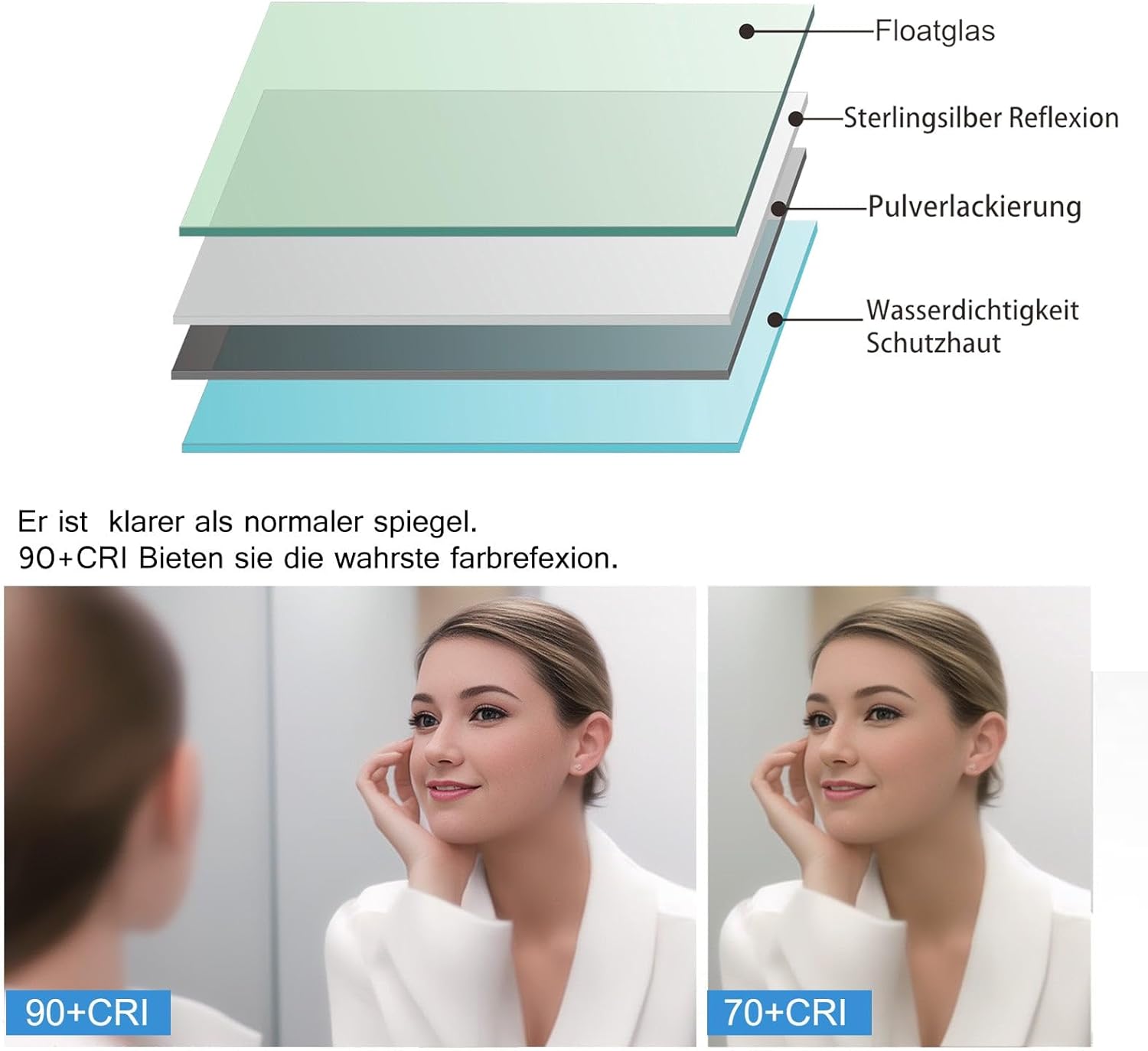 Lisa Specchio da Bagno LED 70x50 cm con Touch - immagine 7