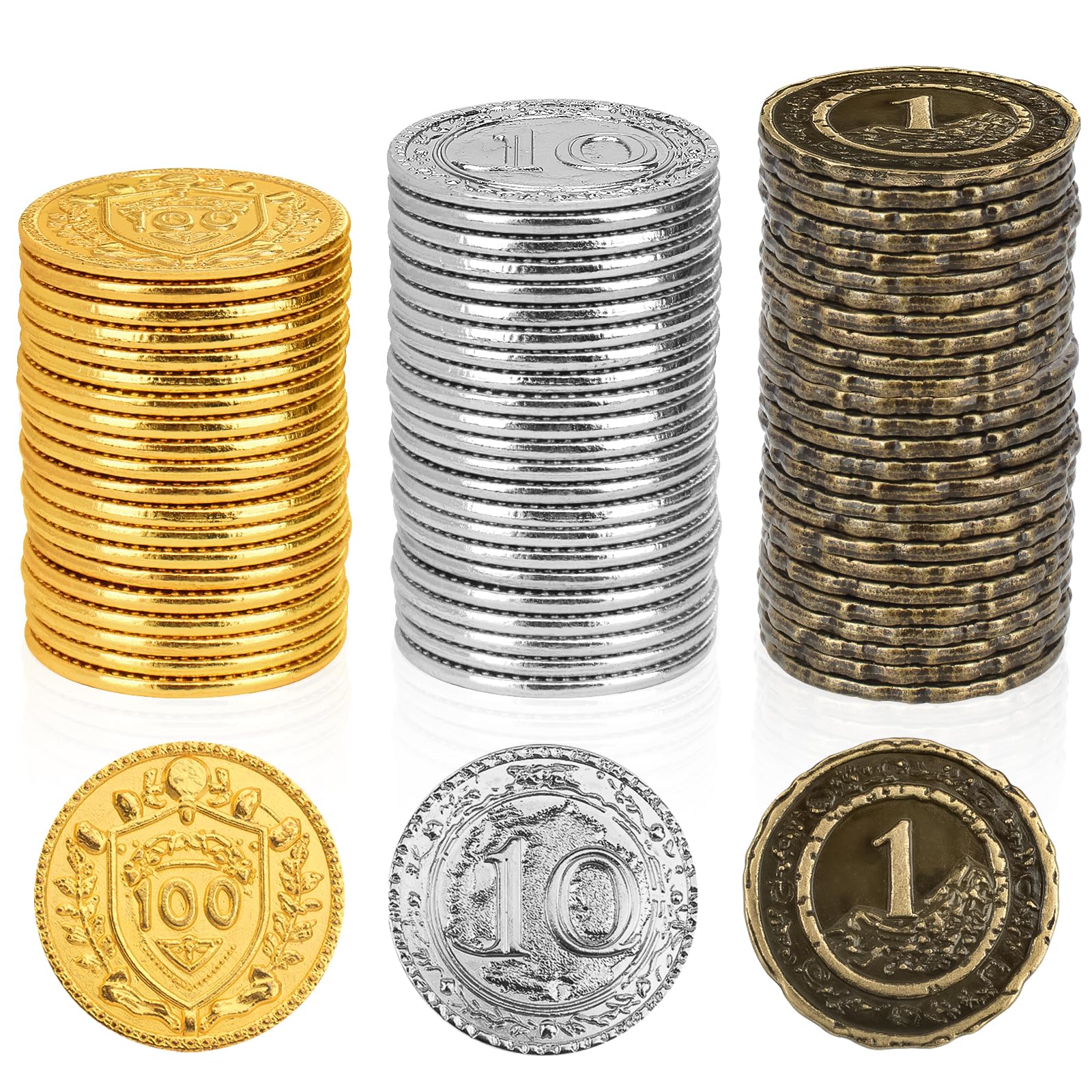 150 Pièces Métalliques DND – Or, Argent, Cuivre – 3 Cm – Jeu De Rôle, Pirate, Fête – Byhoo