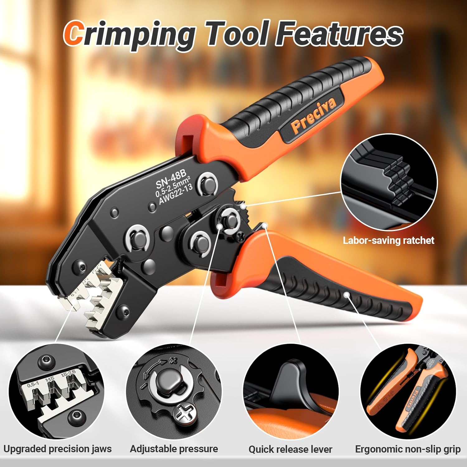 Kit Pinza Crimpatrice con 22 Tipi Capicorda Elettrici - immagine 4