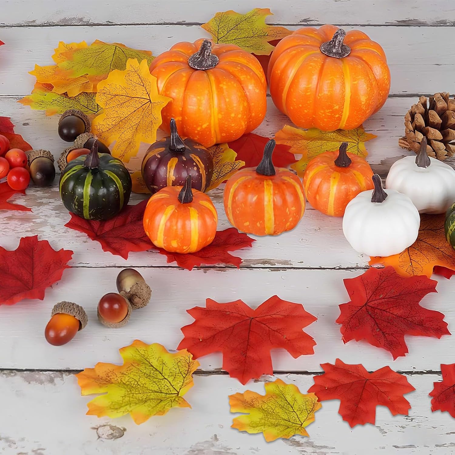 Zucche Decorative Autunnali 162 Pezzi, Multicolore - immagine 3
