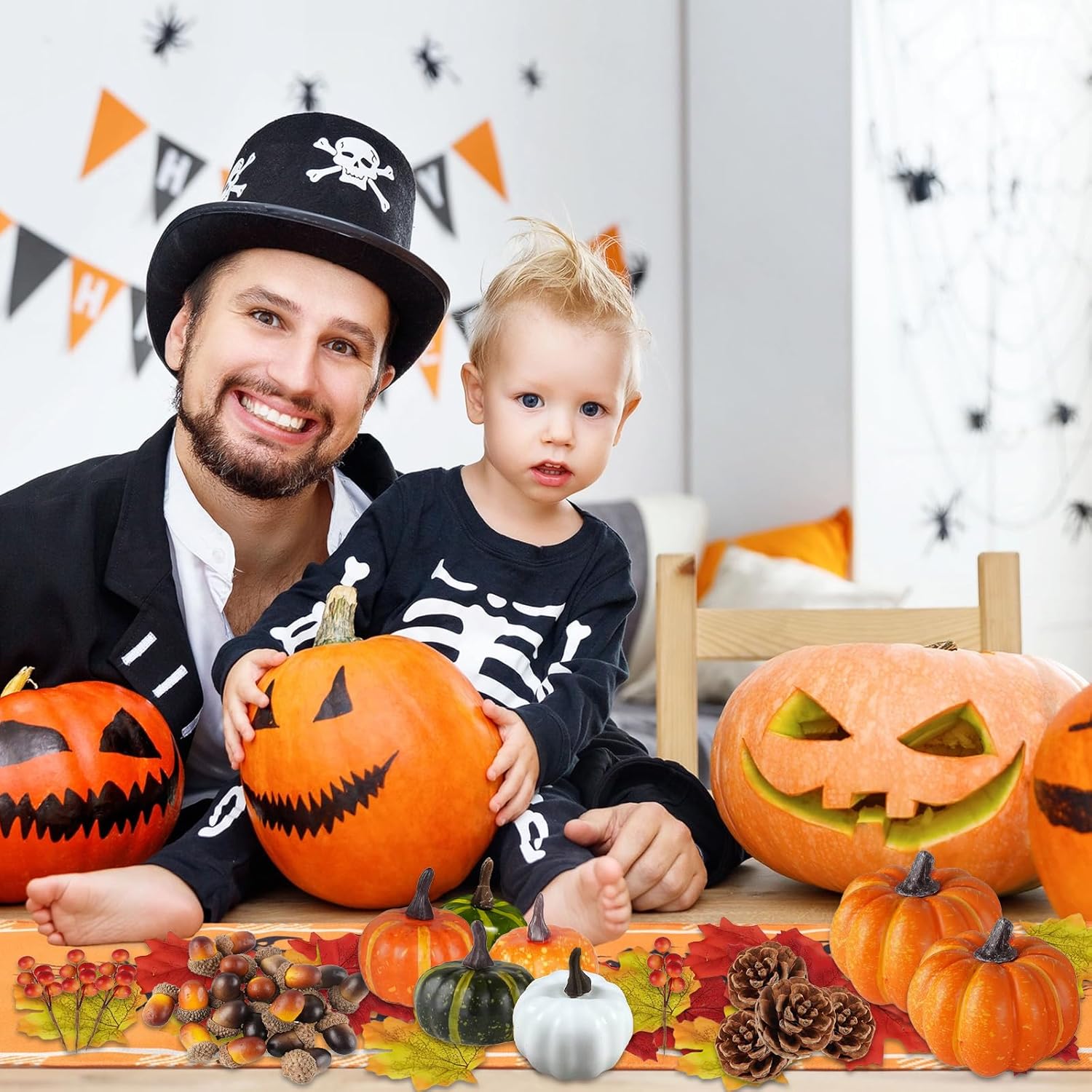 Zucche Decorative Autunnali 162 Pezzi, Multicolore - immagine 5