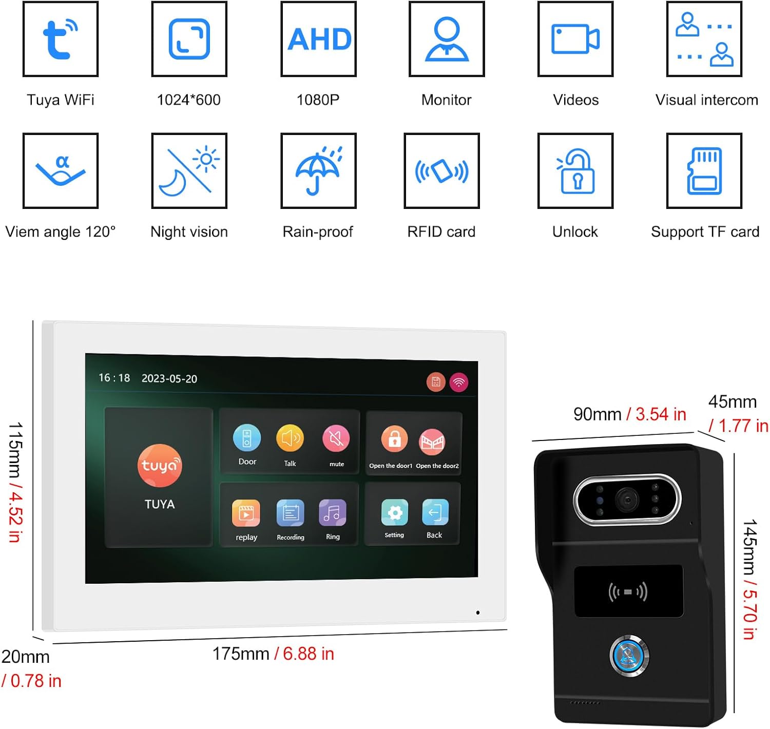Kit Videocitofono 2 Fili Monofamiliare 1080p - immagine 2