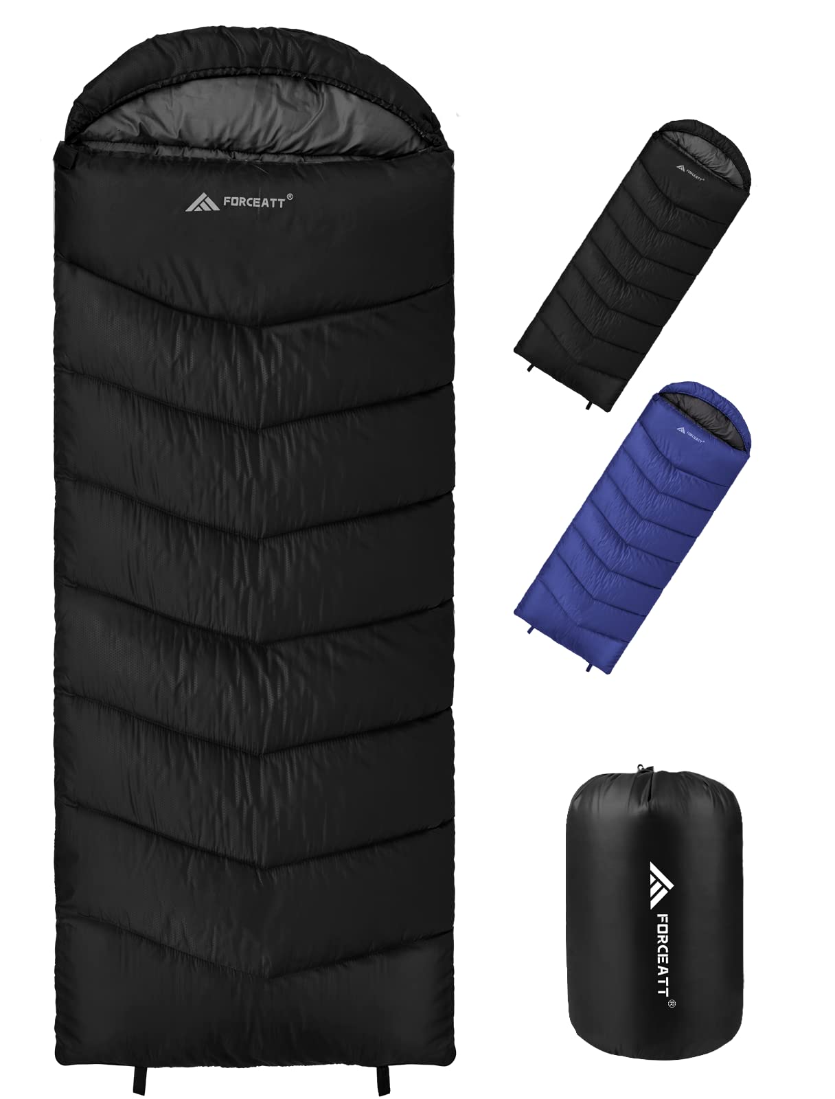 Forceatt Sacco a Pelo -7~20°C 4 Stagioni(210x80CM) Sacco a Pelo Invernale per Adulti, Sacco a Pelo 0 Gradi Impermeabile e Antistrappo,Ldeale per Campeggio ed Escursioni.