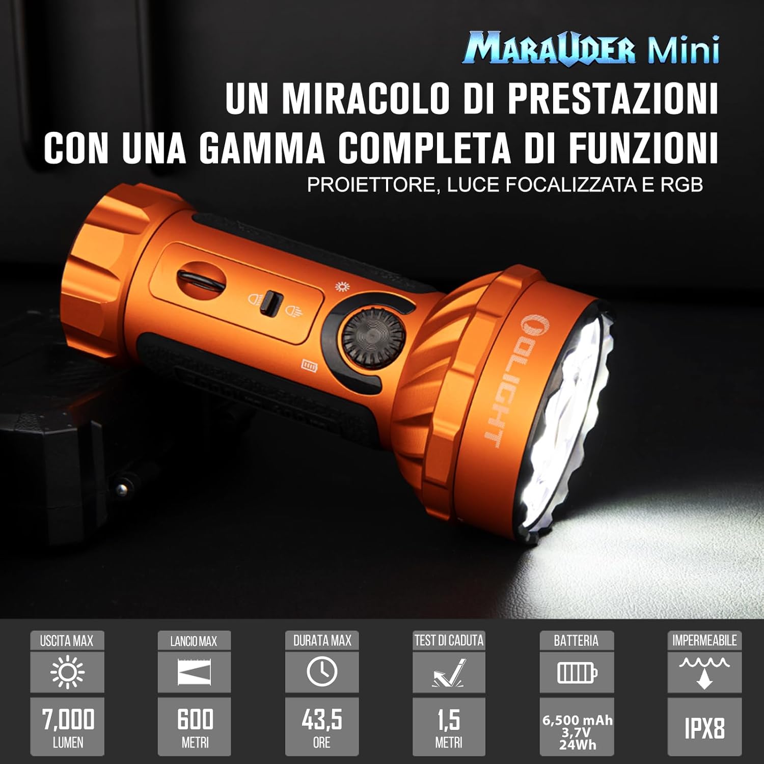 OLIGHT Marauder Mini - Torcia LED Professionale 7000 Lumen - immagine 2