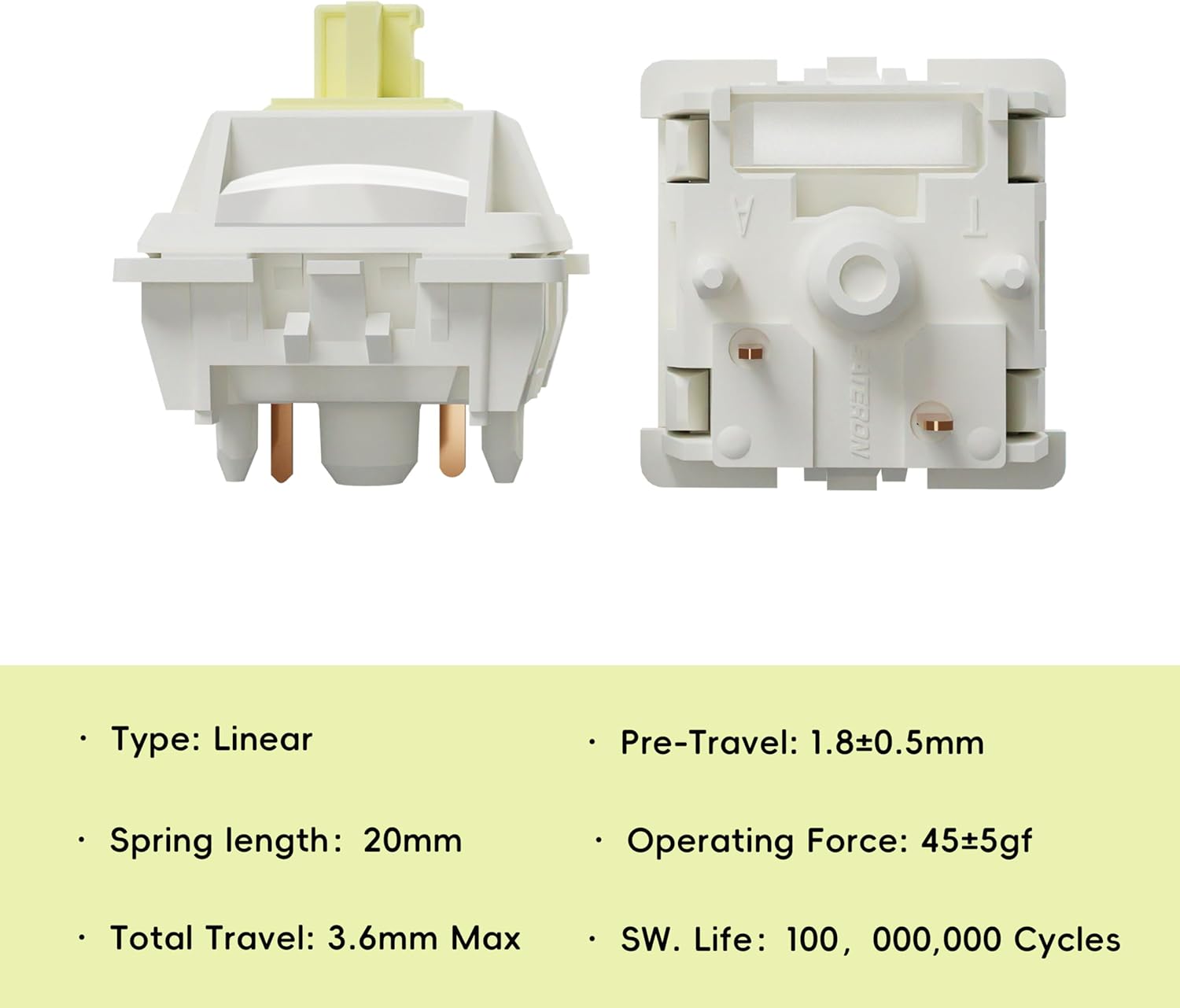 GATERON Interruttori Silenziosi Lineari 45gf (90 pezzi) - immagine 3