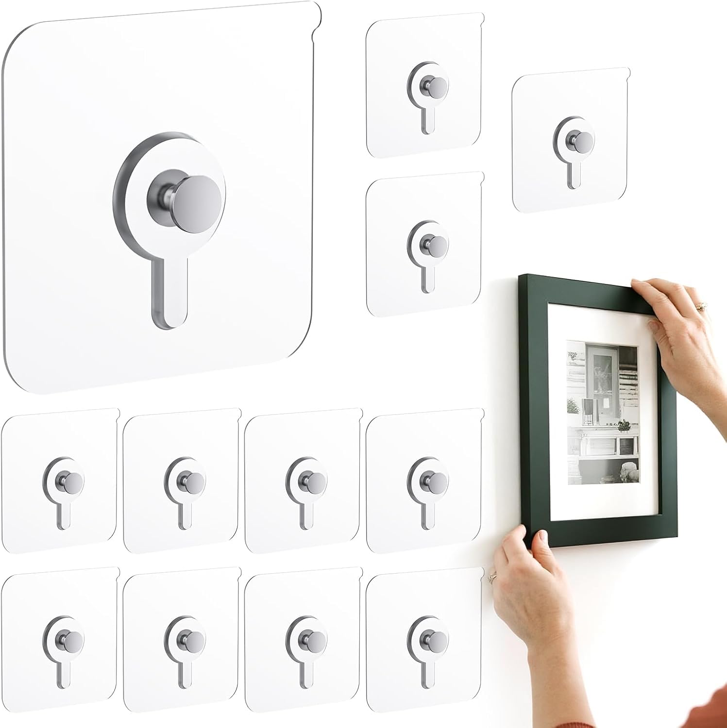 40 Ganci Adesivi Trasparenti per Quadri Max 5 kg