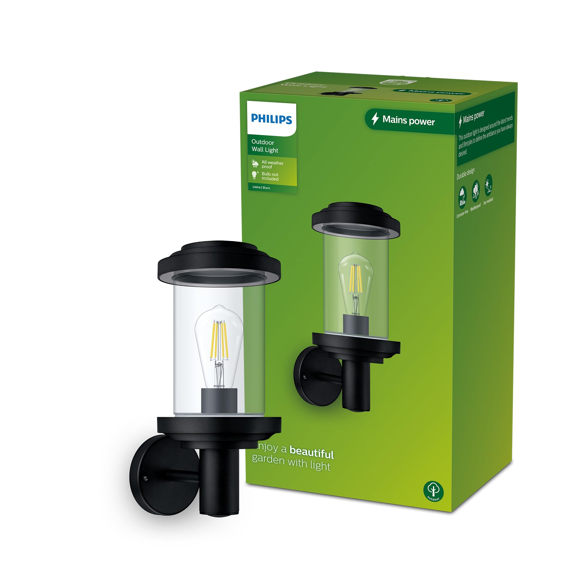 Philips LED Listra Lampada da Parete per Esterni, Nera