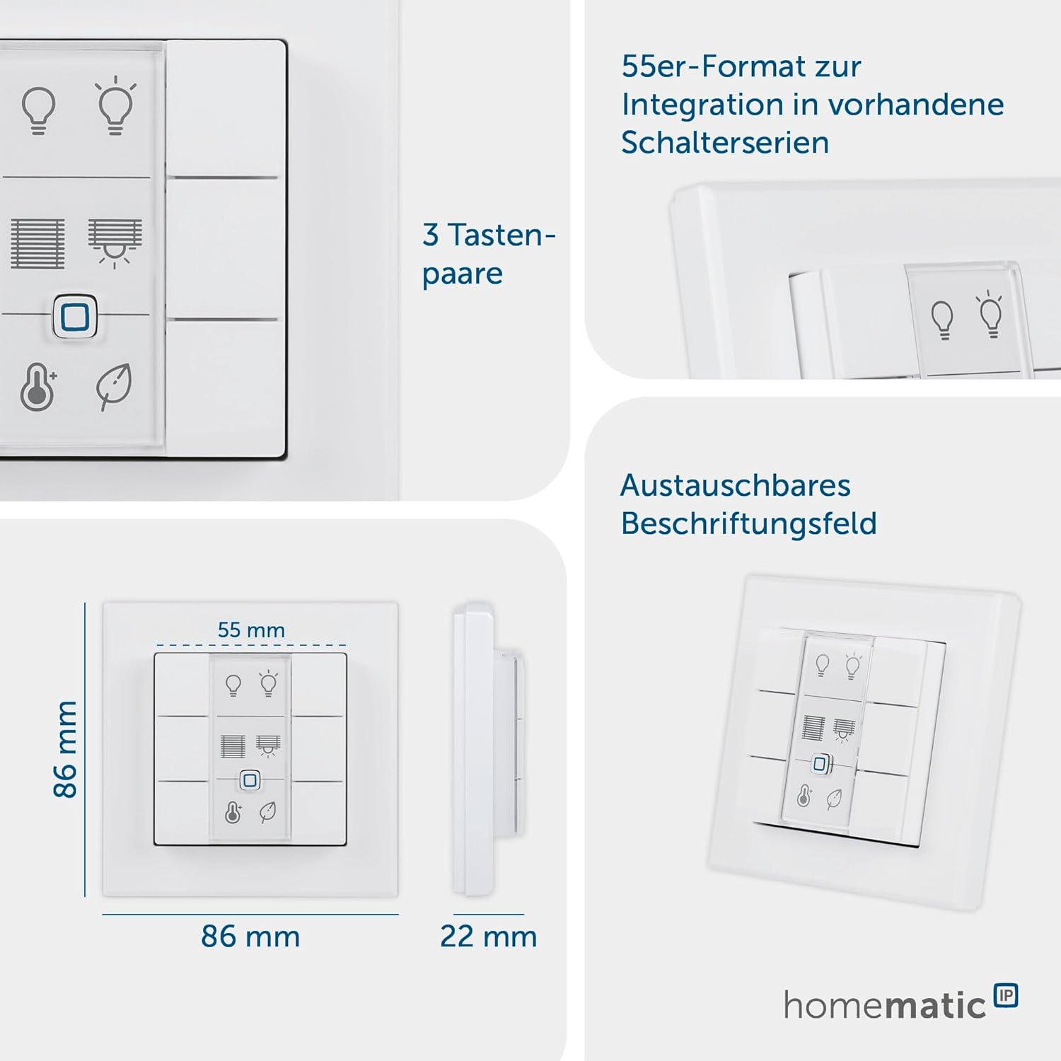 HomeMatic IP – Interruttore da parete – 6 ingressi, 1 pezzo, 142308 A0 - immagine 3