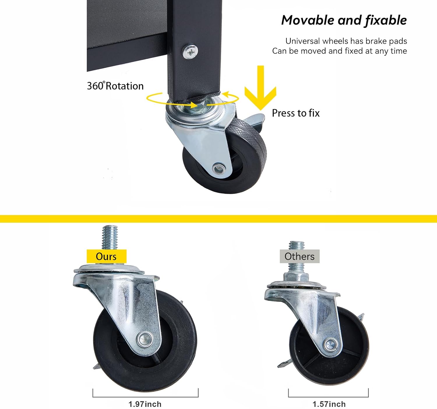 Brian & Dany Scaffale Pieghevole 5 Ripiani con Ruote, Nero - immagine 5