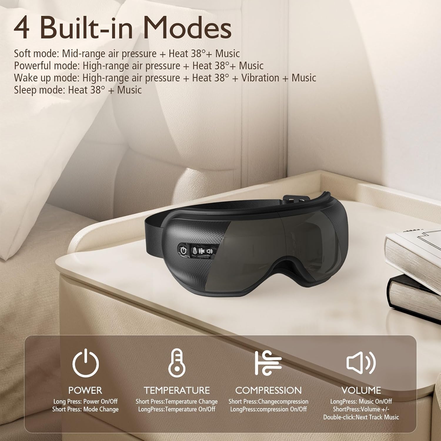 Massaggiatore per Occhi con Riscaldamento e Musica - immagine 2