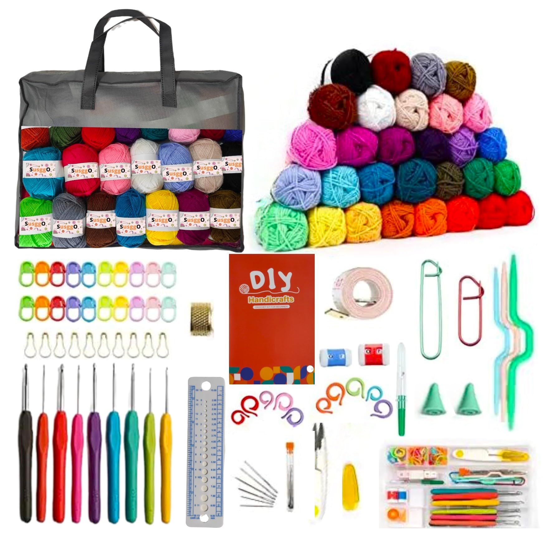 Susggo Kit Uncinetto Completo per Principianti 104 Pezzi