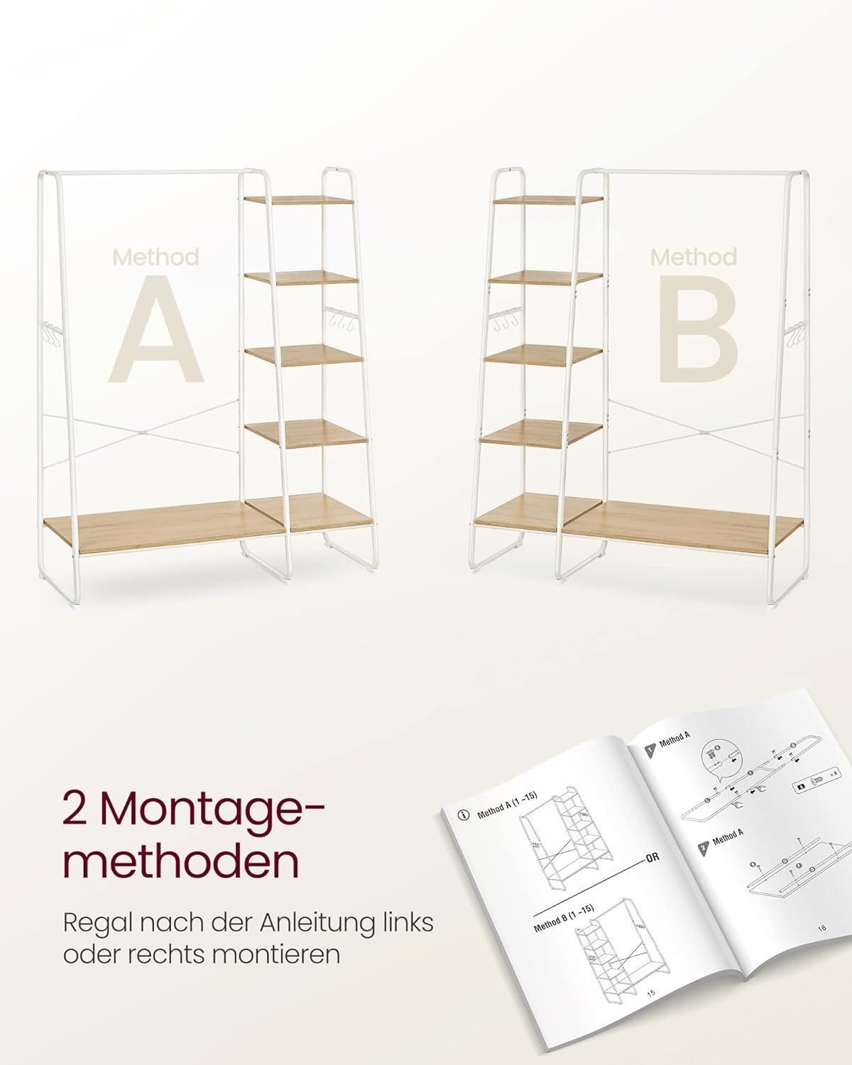 Vasagle Stand Appendiabiti con Scarpiera 5 Ripiani - immagine 6